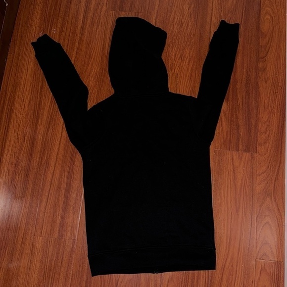 Primark black jacket fleece hoodie with black zip and drawing size XXS - Picture 7 of 7